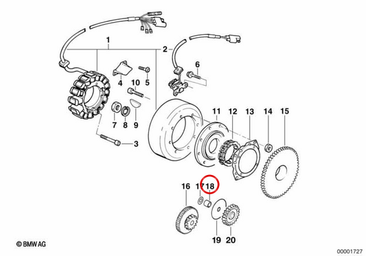 Douille d'espacement OEM 12112343140 pour motos BMW F 650, F 650 ST. BMW Motorrad d'origine.