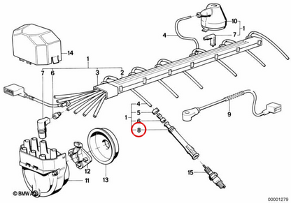 Conector de vela de ignição OEM 12121289824 para BMW E21, E30, E12, E28, E34, E24, E23, E32. BMW genuíno.