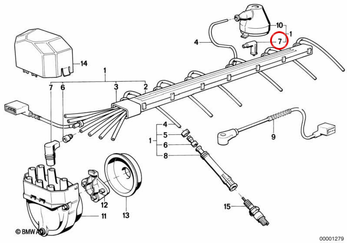 OEM 12121289828 Connettore antiparasitico per BMW E30, E36, E28, E34, E24, E32, E38, E31, Z1. BMW originale.