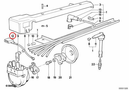 OEM -Kurbelwellensensor 12121311710 für BMW E34, E32, E30, E28, E24. Original BMW.