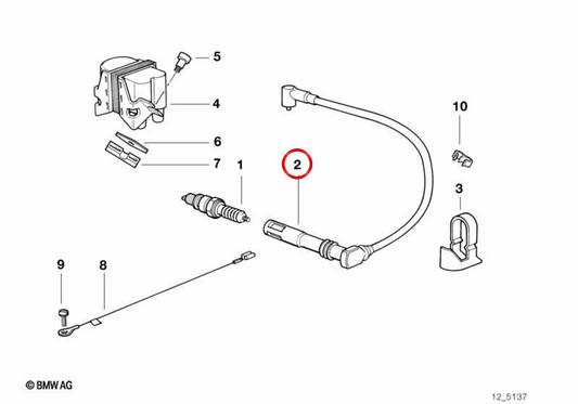 OEM-Zündkabel 12121342641 für BMW Motorräder R1100GS, R1150GS, R850R, R1100RT, R1200C... und mehr. Original BMW Motorrad.
