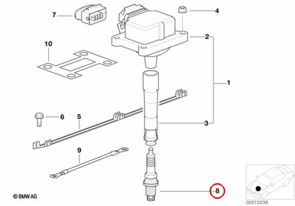 OEM Ignition Spark plug 12121405274 for BMW E30, E32, E34, E36, Z3. Original BMW.