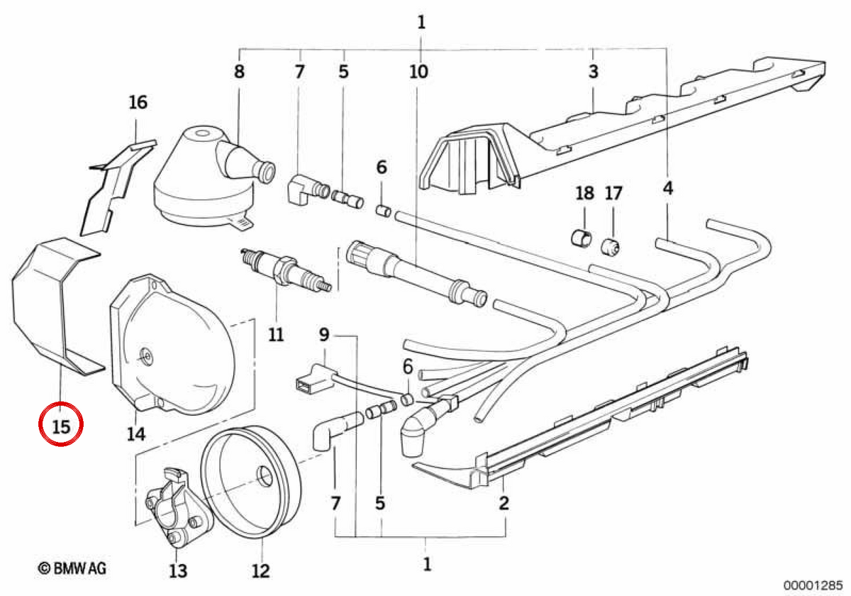 Schutzabdeckung OEM 12121715497 für BMW E30, E36, E34. Original BMW.