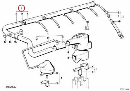 Cavo di accensione OEM 12121717375 per BMW E30, E34. BMW originale.