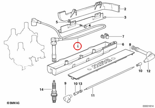 Cabo de ignição OEM 12121739175 para BMW E36. BMW genuíno.
