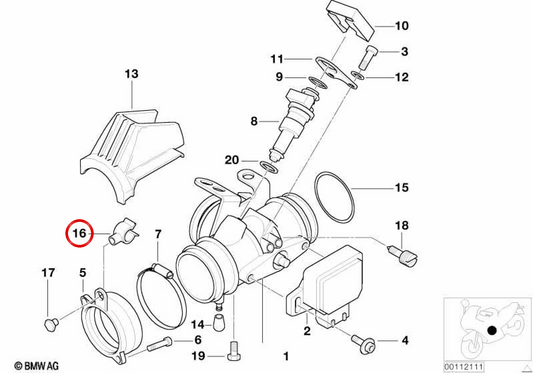 Supporto tubo flessibile Ø 12 mm OEM 12122306328 per moto BMW R 850 GS, R 1100 GS, R 850 R, R 1100 R, R 850 RT, R 1100 RT, R 1100 S, R 1100 RS… e altro. Originale BMW Motorrad.