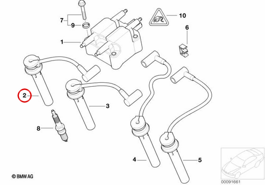 Câble d'allumage OEM 12127513032 pour MINI R50, R53, Cabrio R52. MINI d'origine.