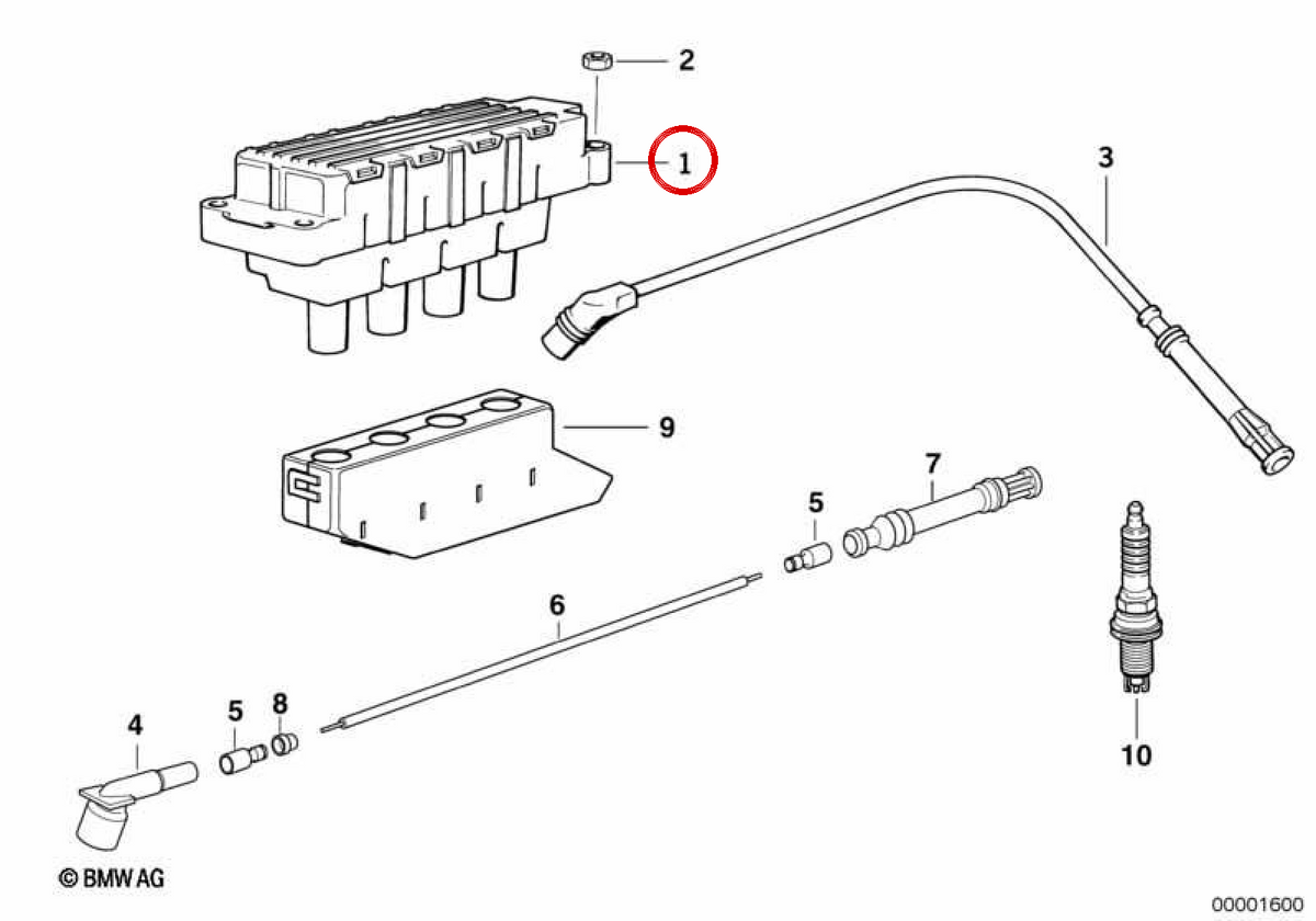 OEM Igning Coil 12131247281 für BMW E36, E46, E34, Z3. Original BMW.
