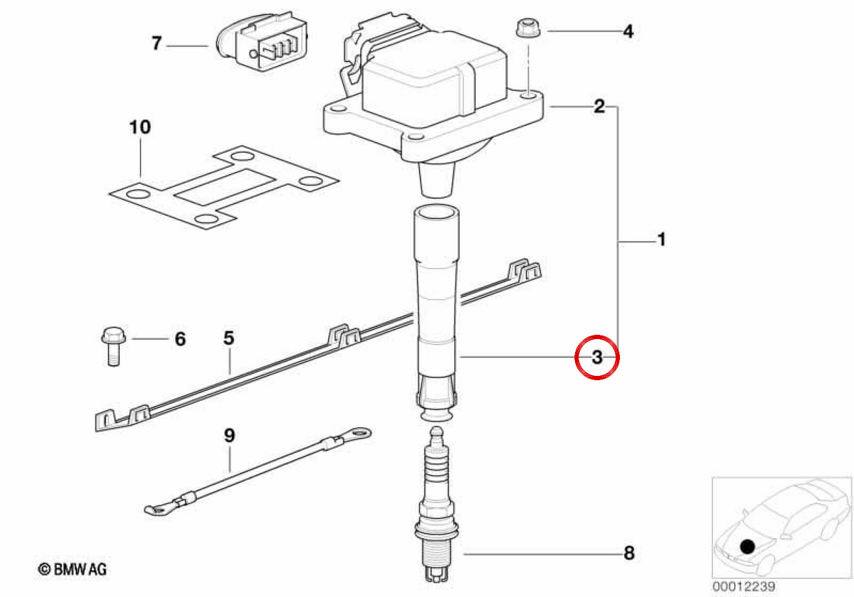 Conector de bujía OEM 12131402463 para BMW E36. Original BMW.
