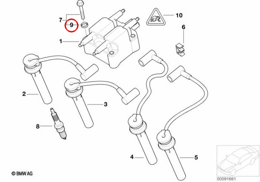 Anillo aislador OEM 12137510737 para MINI R50, R53, R52 Cabrio. Original MINI.