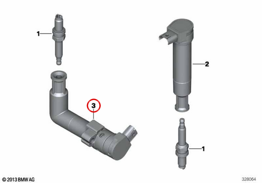 Bobina de encendido izquierda OEM 12138520173 para motos BMW R1200RT, R1200R. Original BMW Motorrad.