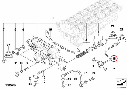 Sensore dell'albero a camme OEM 12147539165 per BMW E36, E46, E39, E60, E61, E38, E65, E66, E83, E53, Z3, E85. BMW originale.