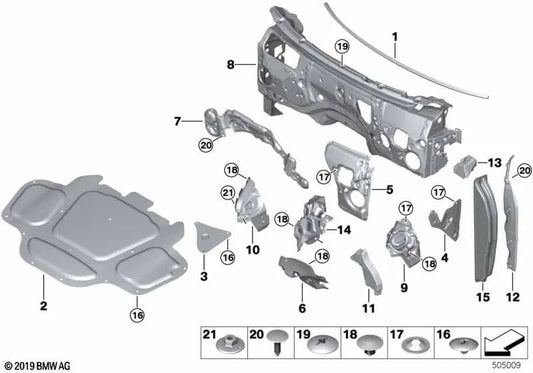 Right shock absorber sound insulation for BMW G07, G07N (OEM 51487214736). Original BMW