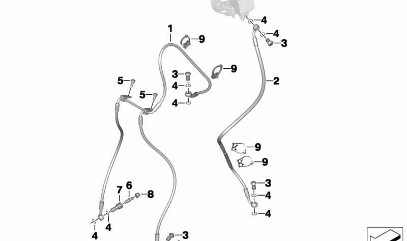 Vorderkreisbremsrohr OEM 34328543636 für BMW C Motorcycles Evolution (K17). Originaler BMW Motorrad.