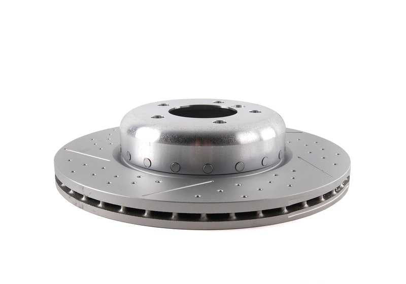 Sportbremskit 34110444738 für BMW E81, E87, E87N, E90, E90N, E91N, E92, E92N, E93, E93N. Enthält Pinzetten, belüftete Scheiben und vordere Pillen. Original BMW.