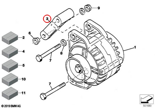 Alternateur OEM Pulley 12311416556 pour BMW E36, E46, E34, E39, E32, E38, Z3, Z8. BMW d'origine.