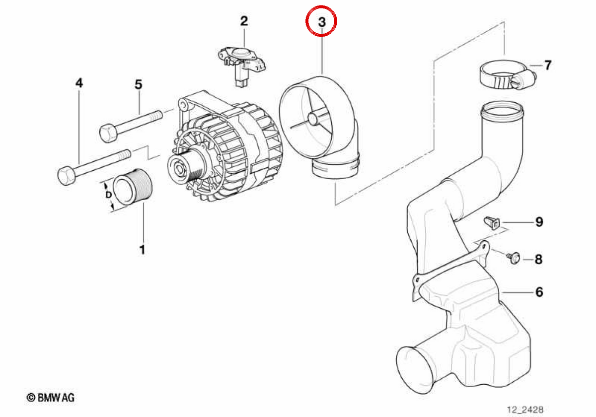 OEM -Eintrittshülle 12311436637 für BMW E36, E46, E39, E38, Z3. Original BMW.