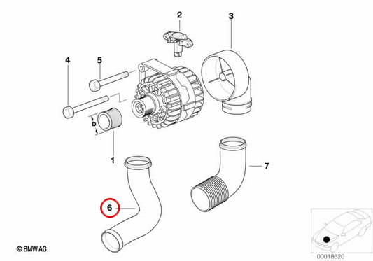 Conducto de aire inferior del alternador OEM 12311712932 para BMW Serie 3 E46. Original BMW