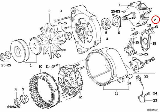 Vis de fixation OEM 12311722973 pour BMW E34, E32. BMW d'origine.