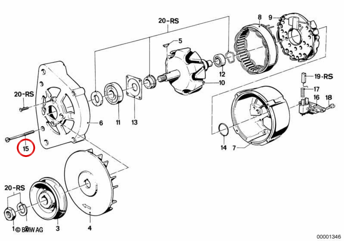 Vis Omeglanado 12311738099 pour BMW E30, E36, E28, E34, E24, E23, Z1. BMW d'origine.