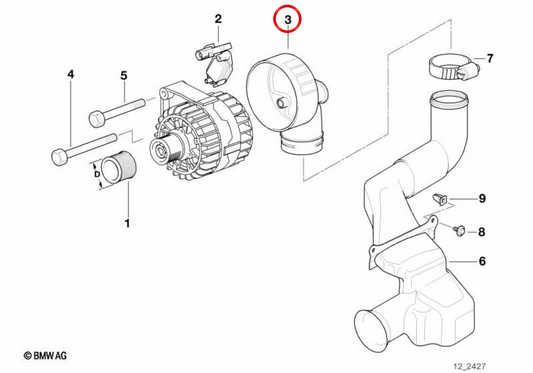 Tubo de admissão OEM 12311740636 para BMW E39. BMW genuíno.