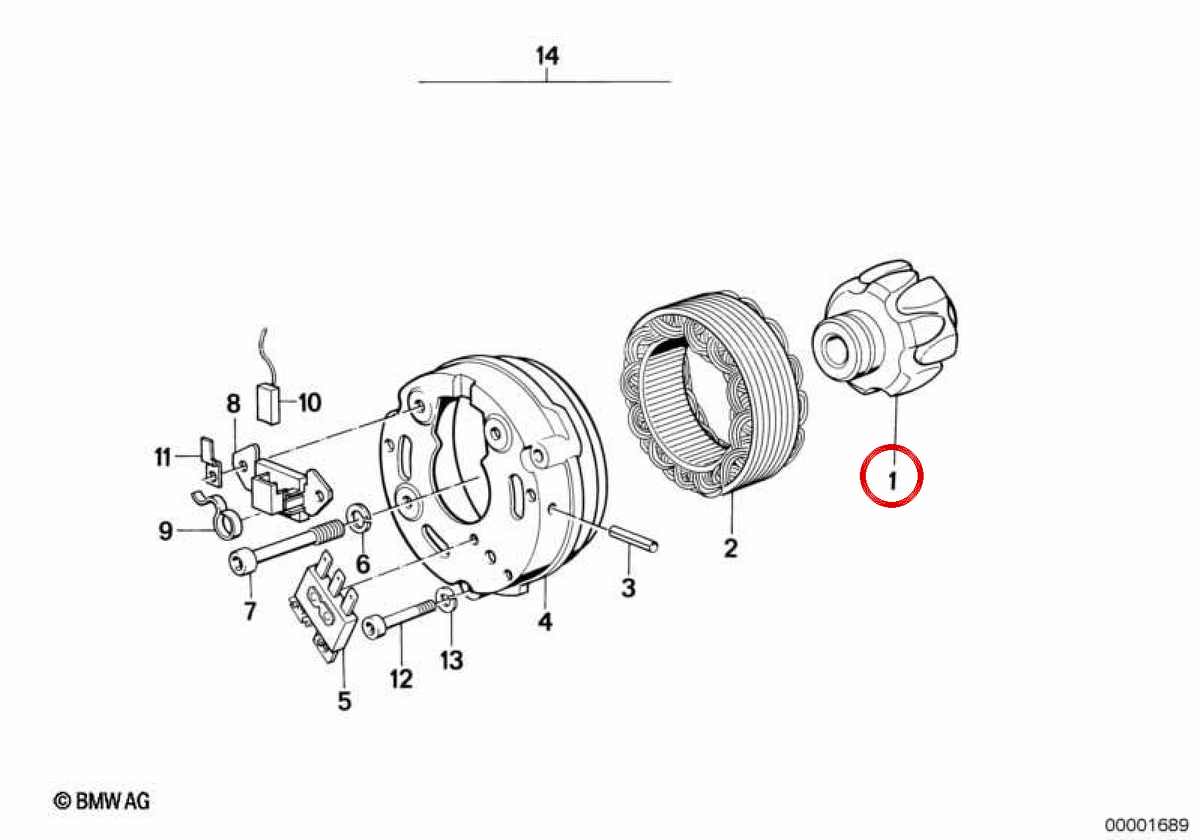 Alternatore Pulley OEM 12314257539 per BMW E38, E39, X5 E53. BMW originale.