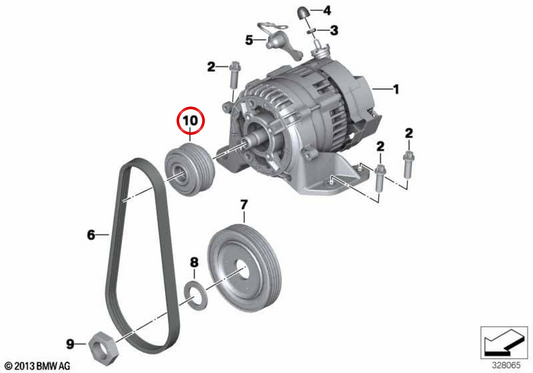 Riemenscheibe mit Freilauf des Lichtmaschinenläufers OEM 12317682217 für BMW Motorrad R 1200 GS Adventure, R 1200 RT, R 900 RT… und mehr. Original BMW Motorrad