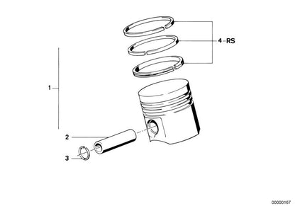 Juego de aros de pistón OEM 11251278942 para BMW E34 530i, E23 745i y E32 730i. Compatible con motores M30. Recambio original BMW.