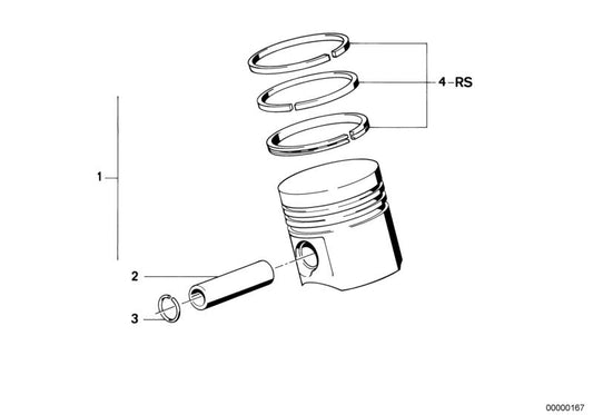 Juego de aros de pistón OEM 11251278942 para BMW E34 530i, E23 745i y E32 730i. Compatible con motores M30. Recambio original BMW.