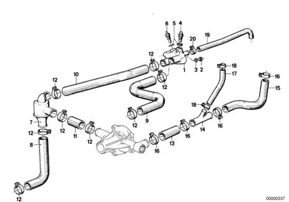 Manguera de agua OEM 11531270148 para BMW E21. Original BMW.