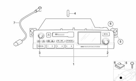 OEM radio adjustment button 65126907822 for BMW E46. Original BMW.
