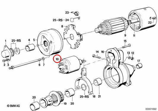 Motor de arranque Magnetschalter OEM 12411243142 para BMW R50. Original BMW.