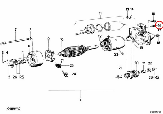 OEM -Befestigungsschraube 12411243143 für BMW R50. Original BMW.