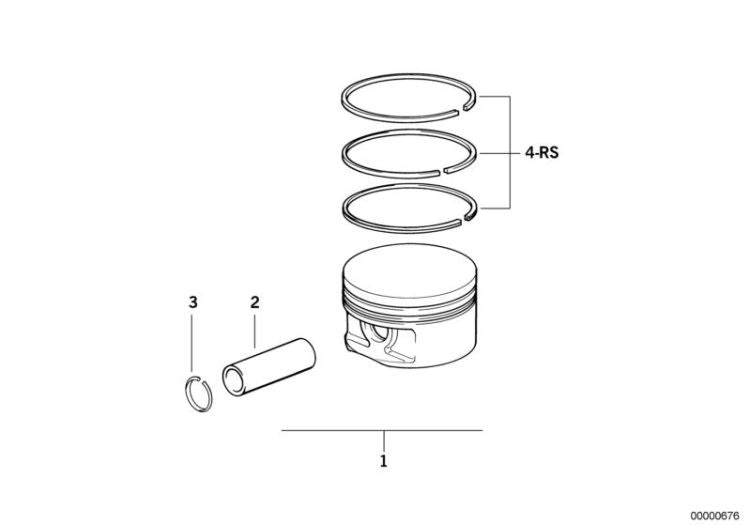 Pistón Mahle-Alusil OEM 11251432545 para BMW Serie 5 E39, Serie 7 E38, Serie 8 E31. Original BMW.