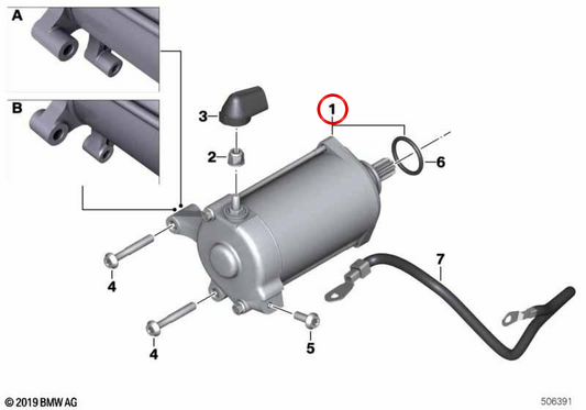 Motor de arranque OEM 12418526230 para motos BMW R 1200 GS, R 1200 GS Adventure, R 1200 RT, R 1200 R, R 1200 RS... y más. Original BMW Motorrad.