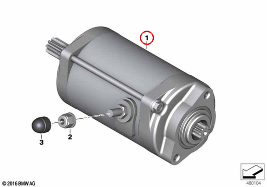 Arrancador OEM 12418562101 para motos BMW K1600 GT, K1600 GTL, K1600 Bagger. Original BMW Motorrad.
