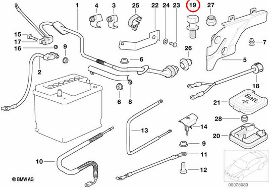 Parafuso de ponto de apoio OEM 12421433178 para BMW E39, E38. BMW genuíno.