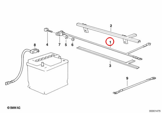 Cabo positivo de bateria OEM 12421737012 para BMW E36 (316i, 318i, 318is, 320i, 323i, 325i, 328i, M3). BMW genuíno.