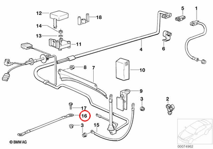 Cable de puesta a masa OEM 12421737755 para BMW E30, E36, E46, E34, E39, E32, E38, E31, Z3, Z4... y más. Original BMW.