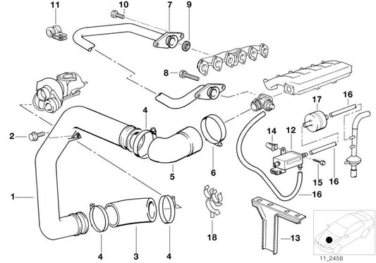 Tuyau OEM 11612244425 pour BMW E36 325TD et E34 525TD. Compatible avec les moteurs diesel M51. BMW d'origine.