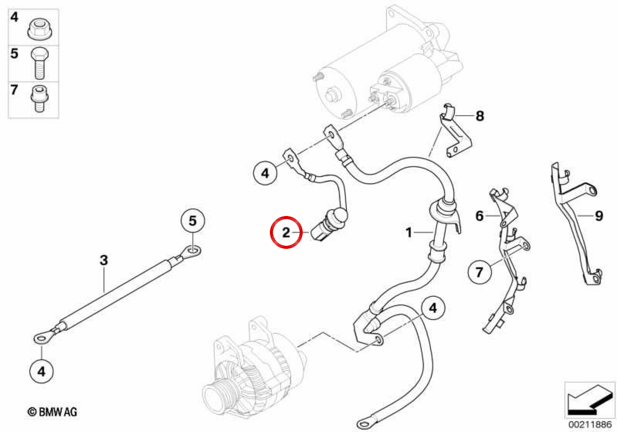 OEM preheating system wiring 12427798482 for BMW E60, E61. Original BMW.