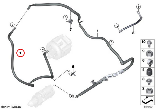 Câble de connexion alternateur-arranque B + OEM 12428516111 pour BMW F15, F16, F25, F26. BMW d'origine.