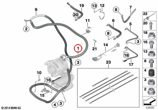 Lichtmaschinen- und Startkabel B+ OEM 12428517188 für BMW F10, F11. Original BMW.