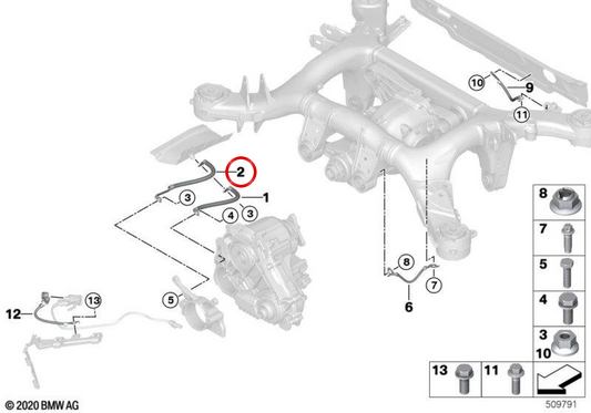 Câble de masse OEM 12428638742 pour BMW G20, G20N, G21, G21N, G30, G30N, G31N, G38, G11, G11n, G12, G12N. BMW d'origine.