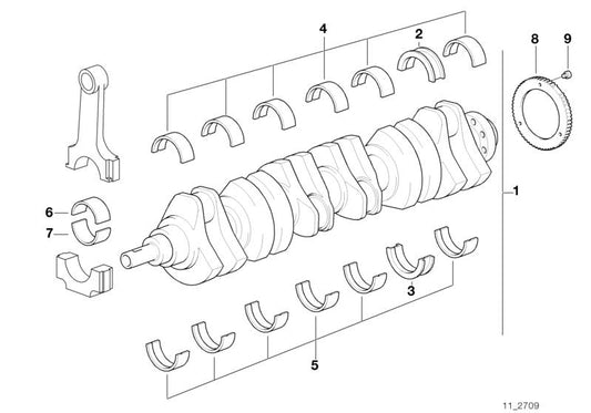 Cigüeñal sin cojinetes OEM 11211432275 para BMW E36, E39. Original BMW.