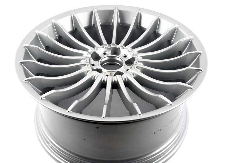 Silver light alloy disc wheel for BMW 7 Series F01N, F02N (OEM 36107984826). Original BMW.