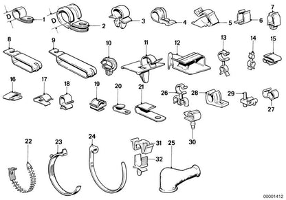 Abrazadera Ø13/6,4 OEM 12527575155 para BMW E21, E30, E12, E28, E34, E24, E23, E32, Z1. Original BMW. Ideal para fijación de cables y componentes del motor.