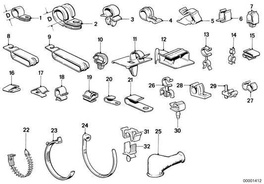 Abrazadera Ø13/6,4 OEM 12527575155 para BMW E21, E30, E12, E28, E34, E24, E23, E32, Z1. Original BMW. Ideal para fijación de cables y componentes del motor.