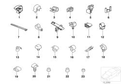 Supporto per cavi BMW 5 E39, E60, E61, F07, F10, F11, F18; 6 Serie F06, F12, F13; 7 Serie F01, F02 (OEM 12527575154). BMW originale.