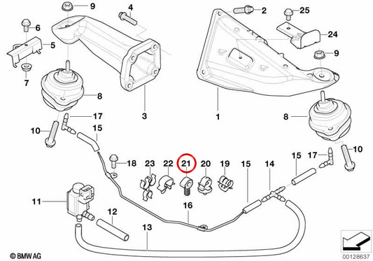 OEM Holding Clip 12512246905 per BMW E60, E61, E53. BMW originale.